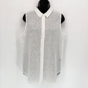 Equipment Femme 100% Linen Shirt M Sleeveless Tunic Blouse Button Beach Coastal